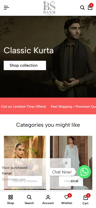 Banm Store mobile homepage, captured 2026-10-11