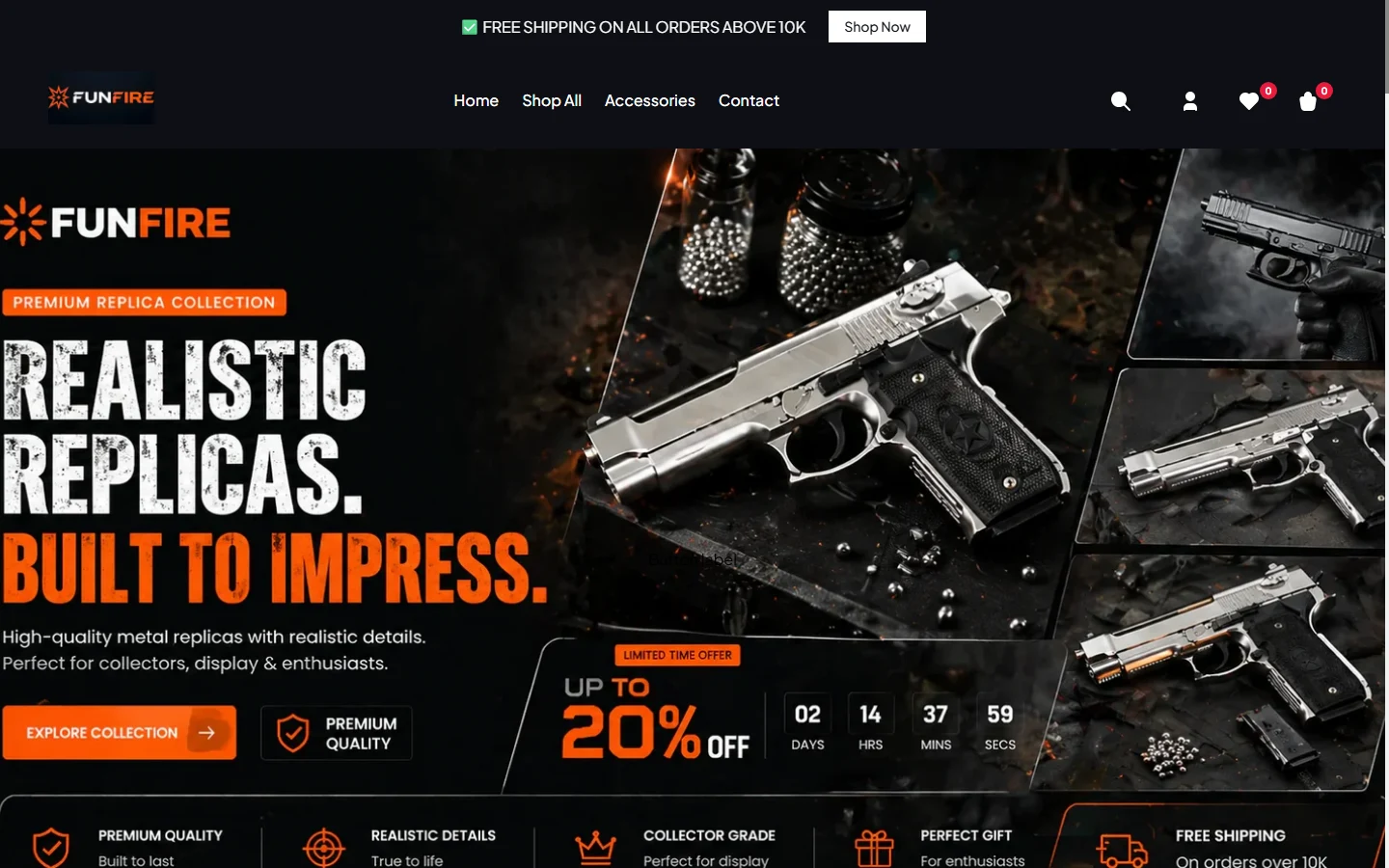 Funfire desktop homepage, captured 2026-10-11