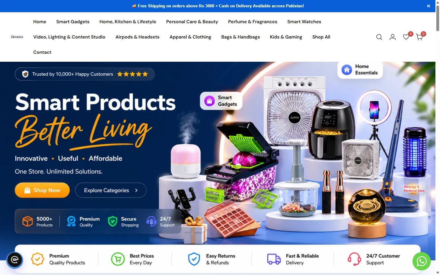 Hadia Tech desktop homepage, captured 2026-10-11