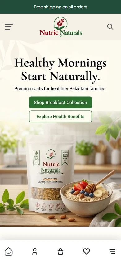 Nutric Naturals mobile homepage, captured 2026-10-11