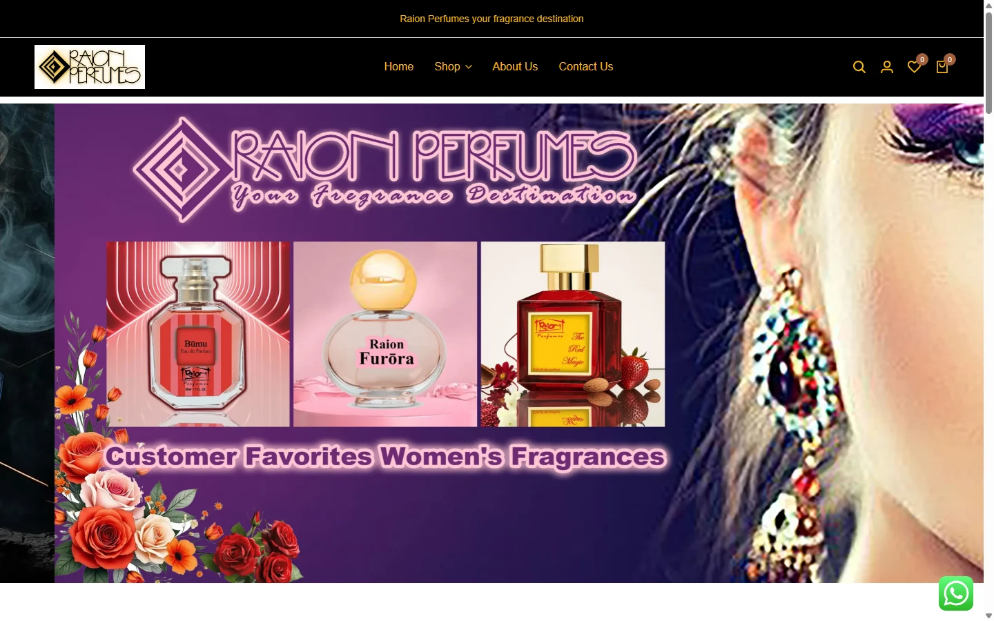 Raion Perfumes desktop homepage, captured 2026-10-11